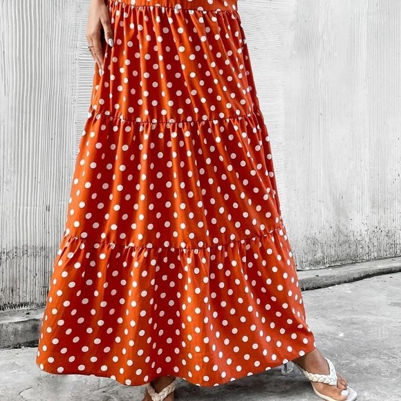 Multicolor Boho Polka Dot Print Ruffle Hem Skirt summer style - Picture 5 of 5